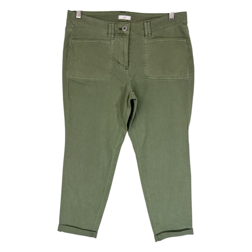 NWT J. Jill Olive Green Roll Tab Cuffed Crop Capri Pants Women’s 8P Stretch